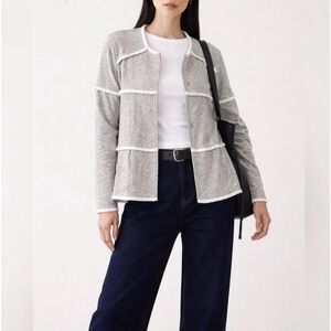 Doe & Rae Gray Long Sleeve Cardigan Blazer Jacket